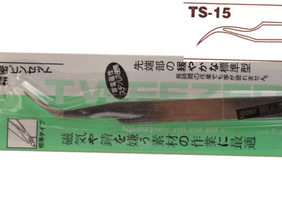Пинцет Gooi TS-15 изогнутый, 115x9 мм, сталь антимагнит