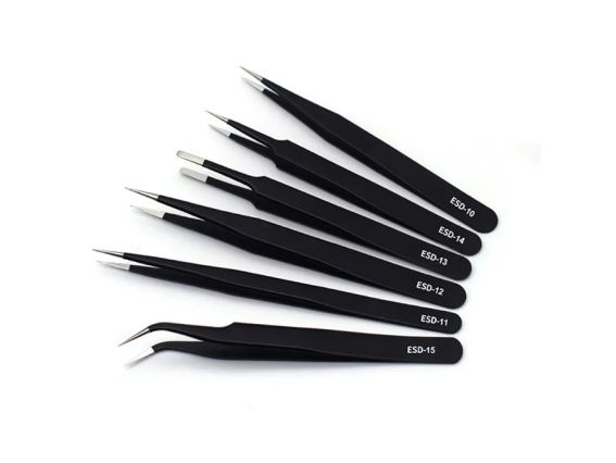 Набір пінцетів, чорні, в чохлі 6шт Набір пінцетів, чорні, в чохлі 6шт