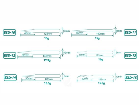 Сталеві пінцети, кольорові, в чохлі , 6 шт різної форми