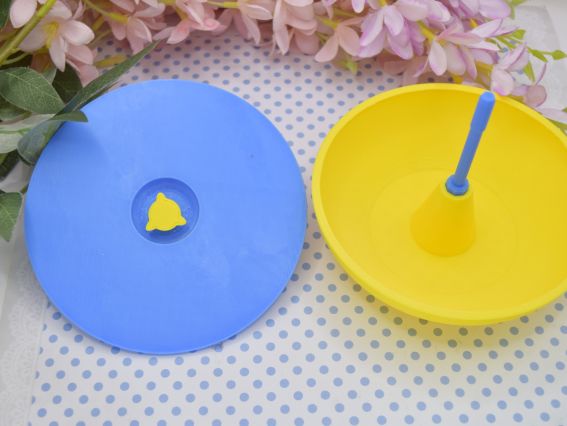 Спінер для бісеру великий, СПБ-001 Крутьбіс, синій із жовтим, d 13,5см, Маковка