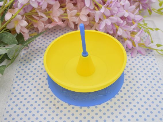 Спінер для бісеру великий, СПБ-001 Крутьбіс, синій із жовтим, d 13,5см, Маковка