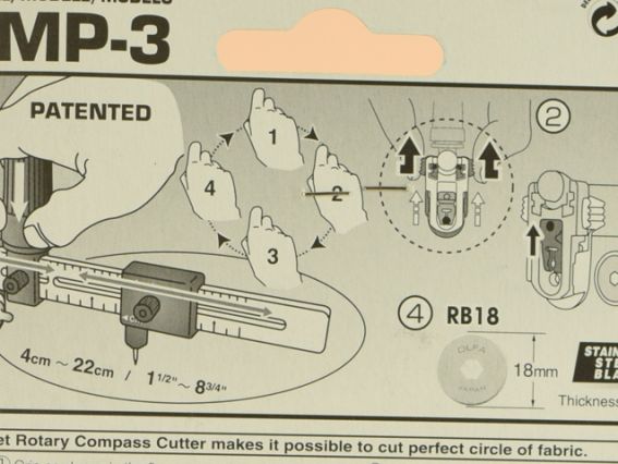 Раскройный круговой циркульный нож с лезвием диаметром 18 мм CMP-3, OLFA