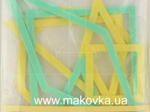 Набір шаблонів (Лекала) печворку, (квадрати, ромби, восьмикутник, трикутники), 494 / S Clover