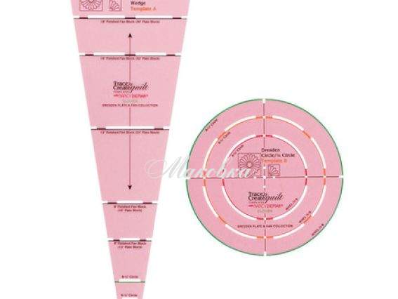 Набор шаблонов (Лекала) пэчворка, Clover 9514, Дрезденская тарелка и веер Набор шаблонов (Лекала) пэчворка, Clover 9514, Дрезденская тарелка и веер