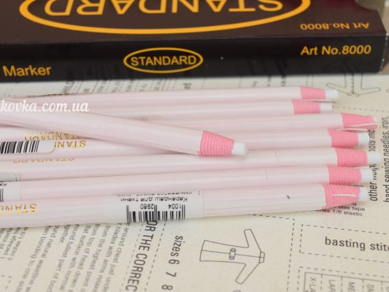 Карандаш для ткани, смывается водой, белый STANDARD, 1 шт Карандаш для ткани, смывается водой, белый STANDARD, 1 шт