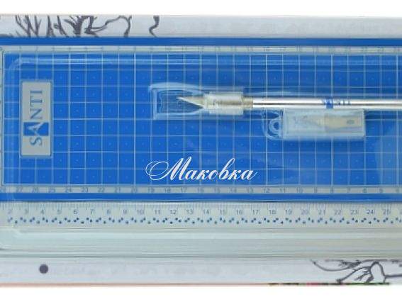 Набор для резки дизайнерский, Santi 952429 (макетный нож, коврик, линейка) Набор для резки дизайнерский, Santi 952429 (макетный нож, коврик, линейка)