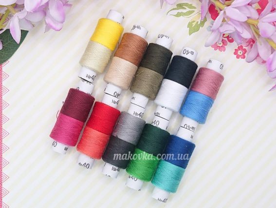 Набор ниток для шитья №40 микс 10шт,  20 цветов