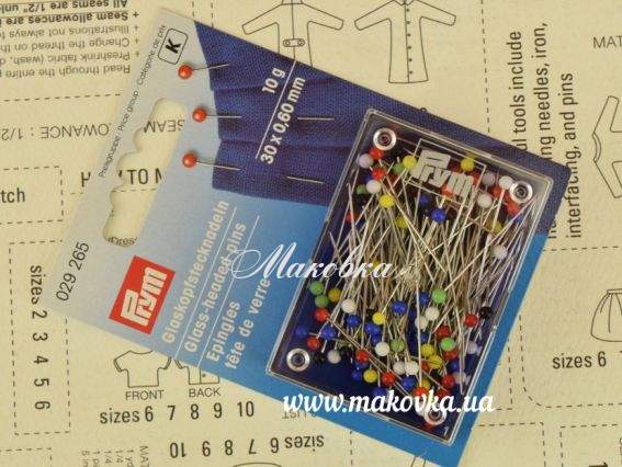 Шпильки кравецькі Prym 029 265 0,6х30 мм, зі скляними головками  10г  Шпильки кравецькі Prym 029 265 0,6х30 мм, зі скляними головками  10г 