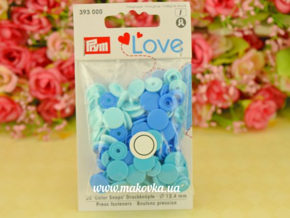 Набор кнопок Color Snaps Prym 393 000 серия LOVE круглые синие, бирюзовые, голубые Набор кнопок Color Snaps Prym 393 000 серия LOVE круглые синие, бирюзовые, голубые