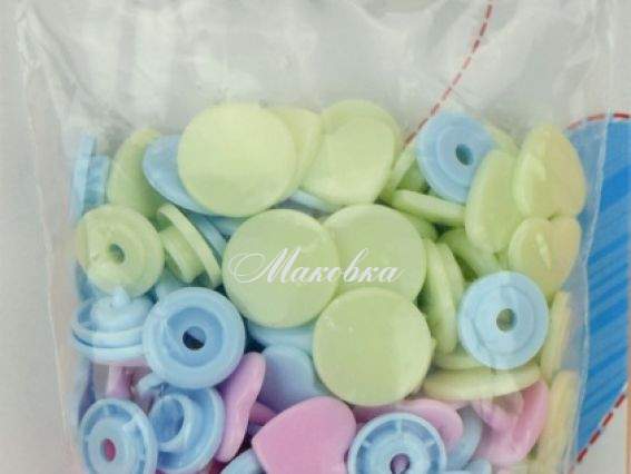 Набор кнопок Color Snaps Prym 393 030 серия LOVE сердце розовые, салатовые, голубые Набор кнопок Color Snaps Prym 393 030 серия LOVE сердце розовые, салатовые, голубые