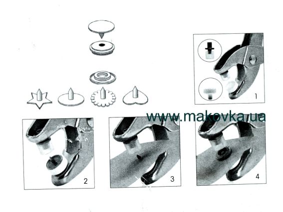 Щипці Vario Prym 390 902 РОЖЕВІ серія LOVE з насадками для установки кнопок, люверсів і створення отворів, з бірюзовими ручками