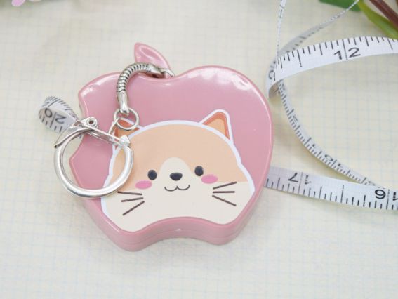 Рулетка-брелок, стрічка Сантиметрова довжиною 200см у вигляді Яблучка з песиком