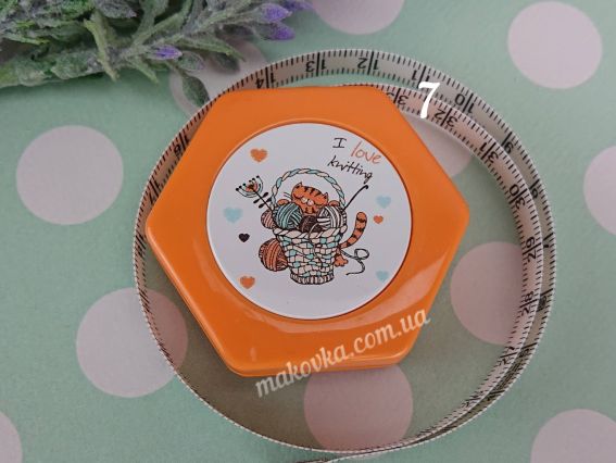 Сантиметр рулетка Моє хобі, багатокутна з магнітом, 86103MAG-1, 10мм, 150 см, 1 шт 7 кошик з пряжею та котиком