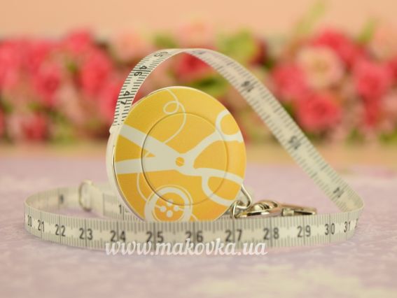 Сантиметр рулетка GARN швейний декор, 8мм 150 см, 1 шт, Німеччина 84203-GARN з карабіном Желтый