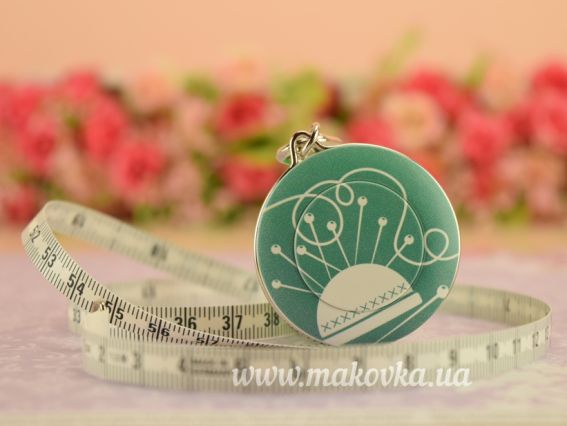 Сантиметр рулетка GARN швейний декор, 8мм 150 см, 1 шт, Німеччина 84203-GARN з карабіном Зеленый