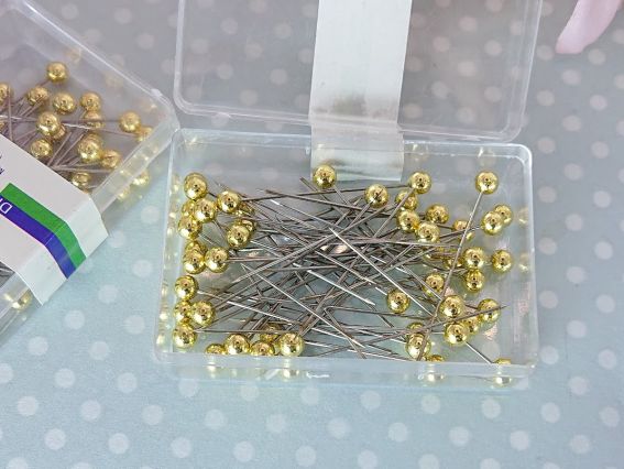 Кравецькі Булавки Crown з круглими головками колір Золото, сталь, довжина 35 мм, у коробочці