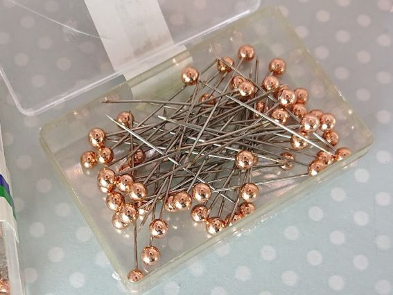 Кравецькі Булавки Crown з круглими головками колір Рожева мідь, сталь, довжина 35 мм, у коробочці