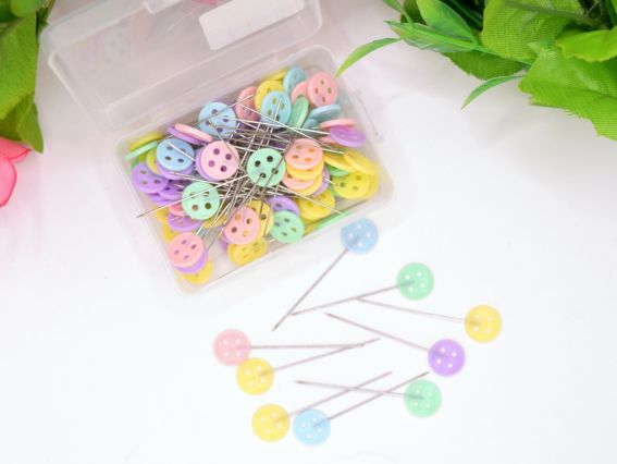 Булавки портновские с пуговкой, в коробочке 