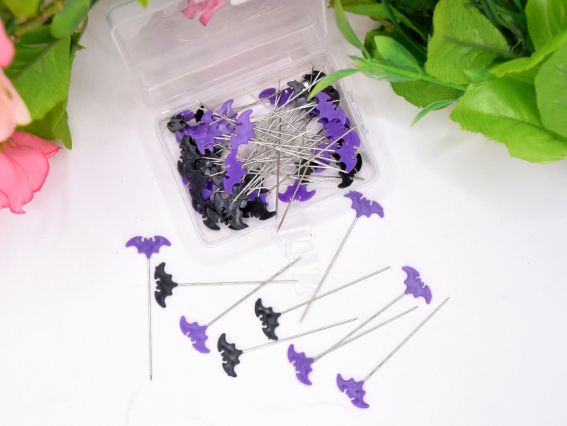 Булавки портновские с летучей мышью, в коробочке 