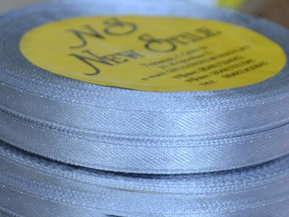 Лента атласная 6 мм - серый светлый 34, 1 бобина Лента атласная 6 мм - серый светлый 34, 1 бобина