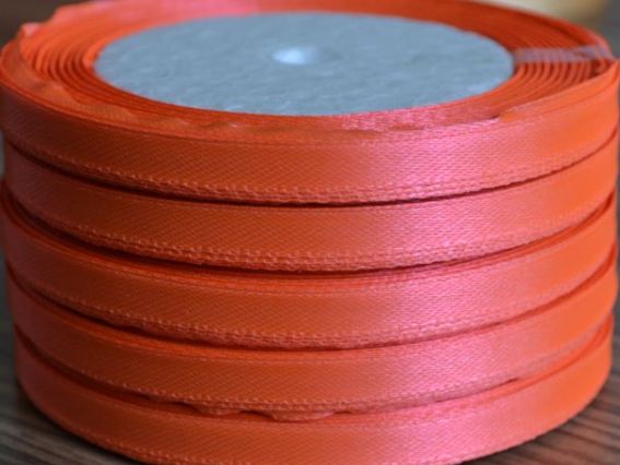 Лента атласная 6 мм - оранжевый темный 41, 1 бобина Лента атласная 6 мм - оранжевый темный 41, 1 бобина