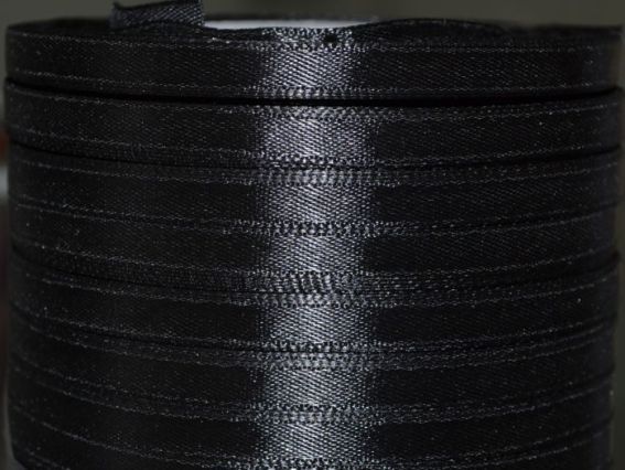 Лента атласная 6 мм - черный 53, 1 бобина Лента атласная 6 мм - черный 53, 1 бобина