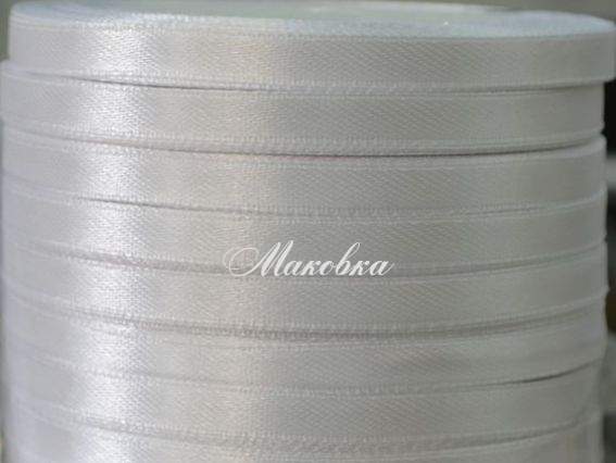 Лента атласная 6 мм - белая №59 1 бобина