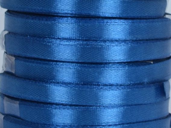 Лента атласная 6 мм - синий джинсовый №86, 1 бобина Лента атласная 6 мм - синий джинсовый №86, 1 бобина