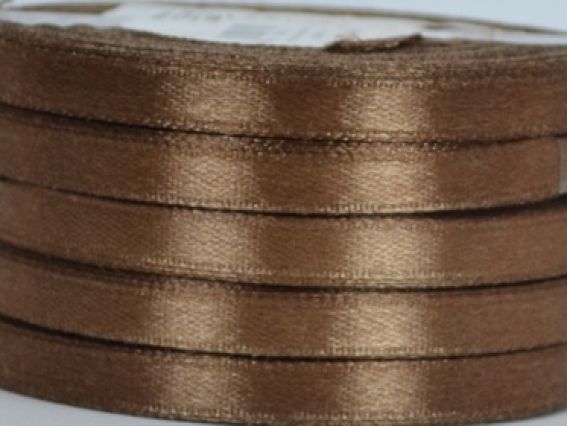 Лента атласная 6 мм - коричневая №87, 1 бобина Лента атласная 6 мм - коричневая №87, 1 бобина