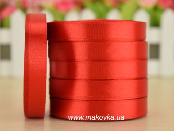 Лента атласная 10-12 мм красная №26,  бобинка Лента атласная 10-12 мм красная №26,  бобинка