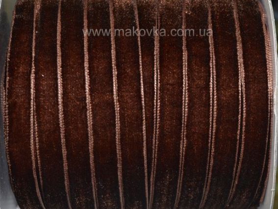 Бархатная лента 10 мм, темно-коричневая, 1 м Бархатная лента 10 мм, темно-коричневая, 1 м