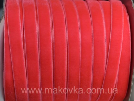 Бархатная лента 10 мм, коралловая, 1 м Бархатная лента 10 мм, коралловая, 1 м