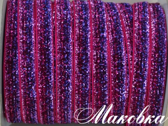 Бархатная лента 10 мм, меланж фуксия, 1 м Бархатная лента 10 мм, меланж фуксия, 1 м