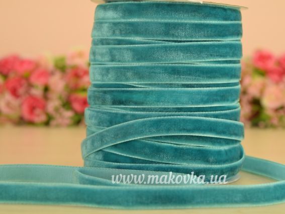 Бархатная лента 10 мм, морская волна светлая, 1 м Бархатная лента 10 мм, морская волна светлая, 1 м