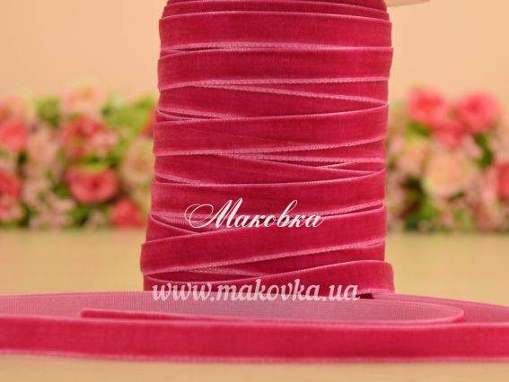 Оксамитова стрічка 10 мм, малина, 1 м Оксамитова стрічка 10 мм, малина, 1 м