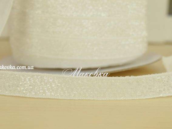 Бархатная лента 10 мм, белая с люрексом, 1 м Бархатная лента 10 мм, белая с люрексом, 1 м