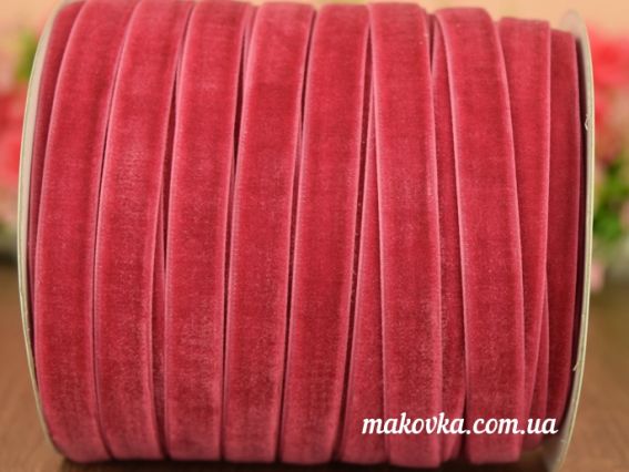 Лента бархатная , ширина 10 мм, цвет темно-малиновый, 1 м