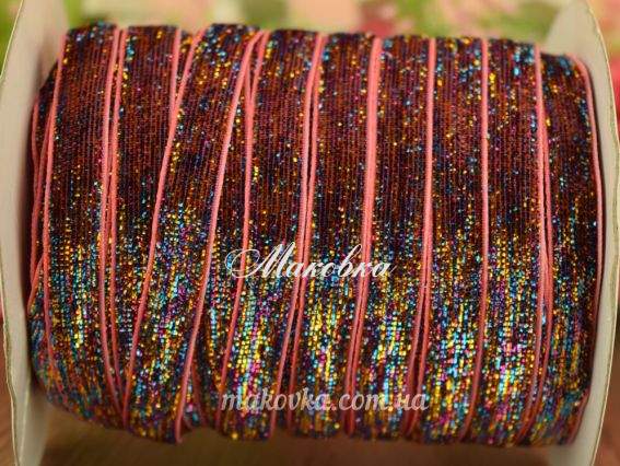 Бархатная лента 10 мм, розовый хамелеон с люрексом, 1 м Бархатная лента 10 мм, розовый хамелеон с люрексом, 1 м