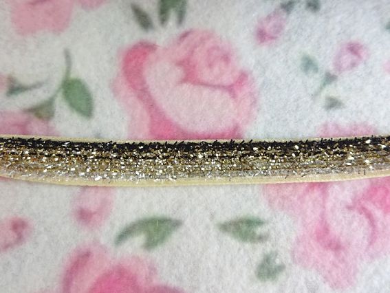Стрічка оксамитова люрекс ширина 10 мм, колір меланж чорний-золото-срібло, 1 м, 1 м