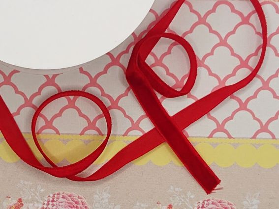 Стрічка оксамитова, ширина 10 мм, колір Вишневий, 1 м