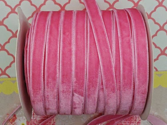 Оксамитова стрічка 10 мм, Рожева, 1 м