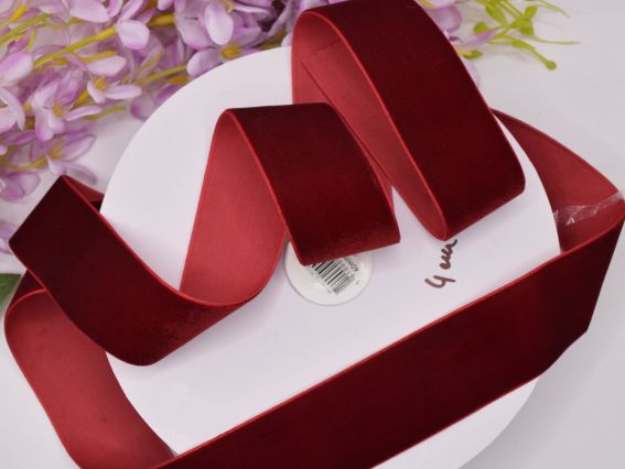 Оксамитова стрічка 40 мм, бордовая, 1 м
