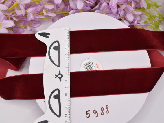 Лента  Бархатная 40 мм, бордовая, 1 м