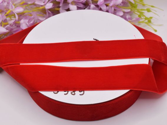 Оксамитова стрічка 40 мм, червона, 1 м