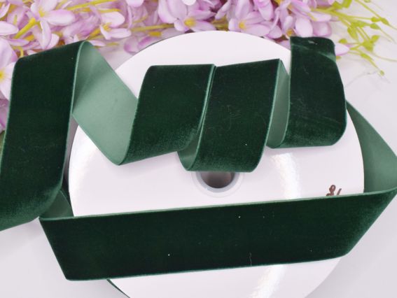 Оксамитова стрічка 40 мм, темно зелена, 1 м