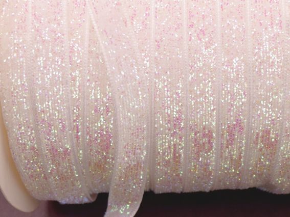 Стрічка декоративна з люрексом ширина 10 мм, колір Біла голограма, Опал (White Holographic), 1 м