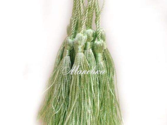 Кисти шелковые 13,5 см, салатовые 10 штук