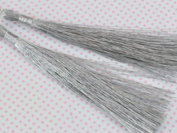 Срібні китиці для прикрас , довжина 8(13) см, 2 шт 