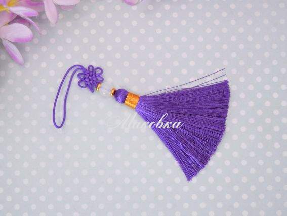 Китиця з намистиною та китайським вузликом Фіолетова, 1 шт Китиця з намистиною та китайським вузликом Фіолетова, 1 шт