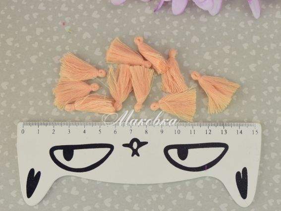 Кисти мини 3 см, Персиковые матовые, 10 шт/уп